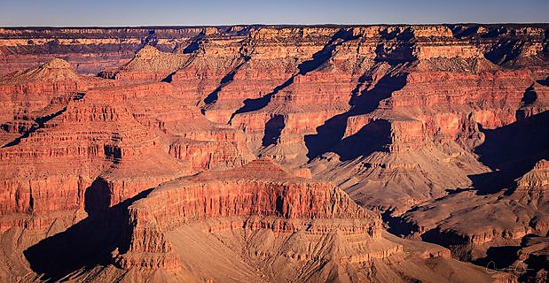 The Colorado River and layered canyon walls of the Grand Canyon, Arizona.
