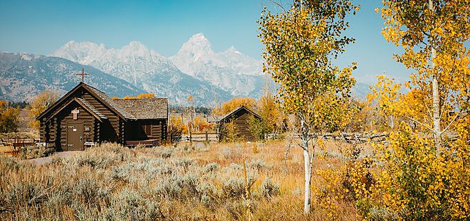 The Teton Range rising above Jackson Hole, Wyoming.