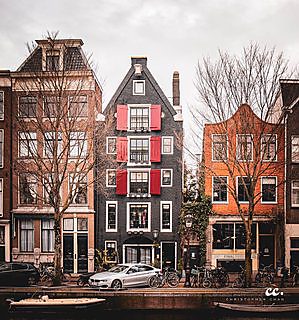 Gabled canal houses in Amsterdam.