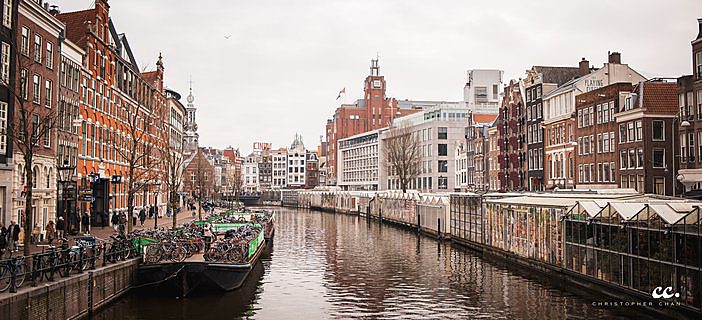 A bridge over a canal in Amsterdam.