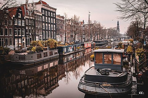 A narrow street in the Jordaan, Amsterdam.